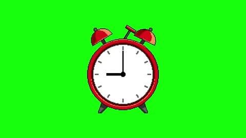 Pixel art alarm clock ringing animation on green screen Stock Footage 325297992