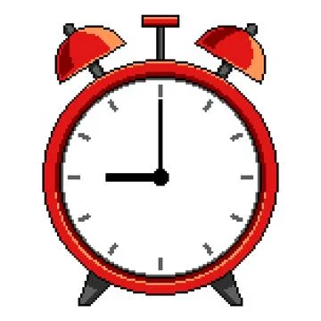 Pixel art alarm clock vector illustration 스톡 일러스트