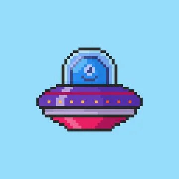Pixel art Alien Spaceship game asset design Stock Illustration
