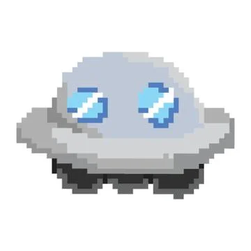 Pixel art of alien spaceship Stockillustratie