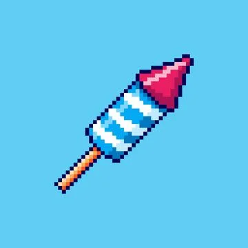 Pixel art American Celebration Firework game asset design Stock Illustration