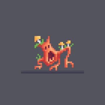 Pixel art angry old stump. 스톡 일러스트