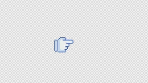 Pixel art animation of a blue hand cursor pointing or indicating something on a Stock Footage 310833905