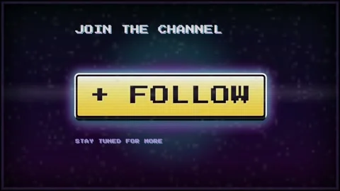 Pixel Art Animation of a Follow Button on a Dark Space Background for Gaming Stock Footage 345756552