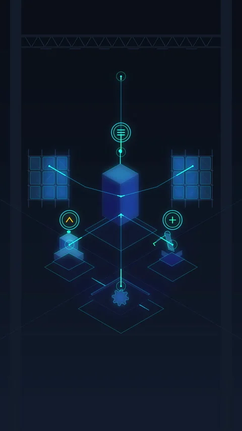 Pixel art animation of futuristic technology data network hologram loop Stock Footage 346544536