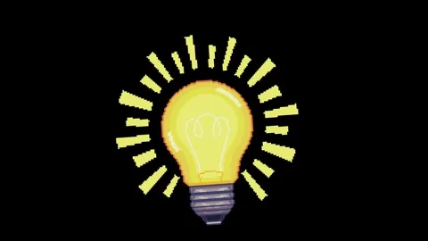 Pixel art animation of a glowing light bulb appearing and gently swaying with Video stock 315162575