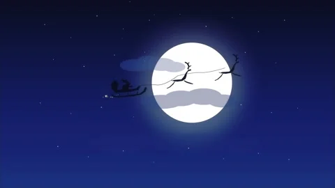 Pixel art animation of Santa flying sleigh across moon Stock-Footage 346545162