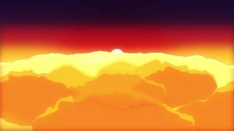 Pixel art animation sunset sky with glowing clouds loop footage Stock Footage 347946955