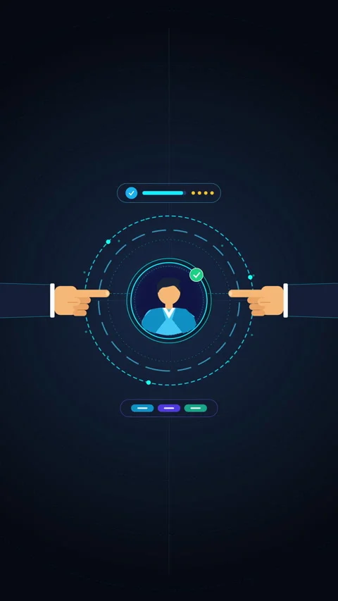 Pixel art animation of user profile selection with hands pointing Stock Footage 346550587