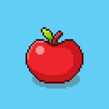 Pixel art Apple fruit game asset design Stock Illustration