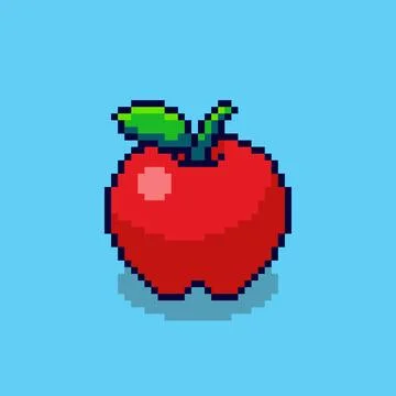 Pixel art Apple fruit game asset design Stock Illustration