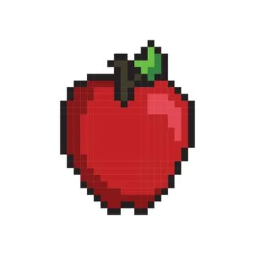 Pixel art apple Illustrazione stock