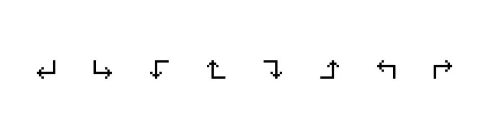 Pixel Art Arrow Collection. Vector icon. Stock Illustration