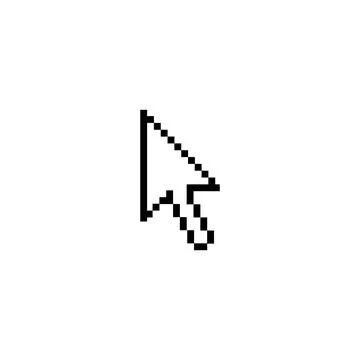 Pixel art arrow cursor icon isolated on white background. 库存插图