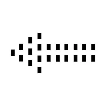 Pixel art arrow pointing left in black and white Stock Illustration