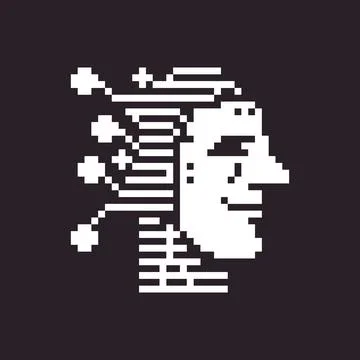 Pixel art artificial intelligence icon Иллюстрация