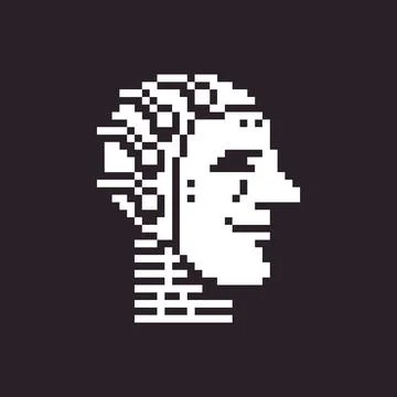 Pixel art artificial intelligence icon Stock Illustration