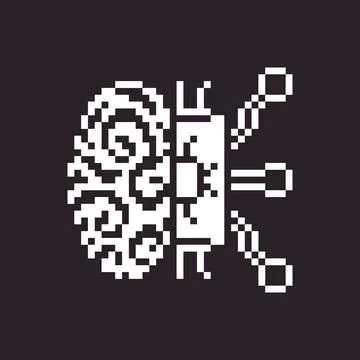 Pixel art artificial intelligence icon Stock Illustration