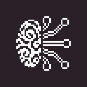 Pixel art artificial intelligence icon Illustrazione stock