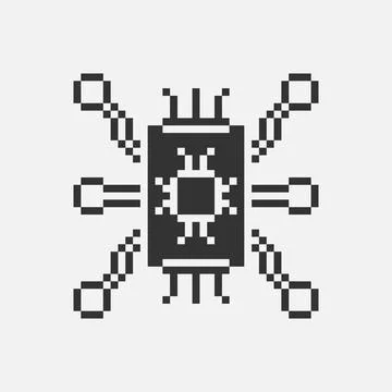 Pixel art artificial intelligence icon Stock Illustration