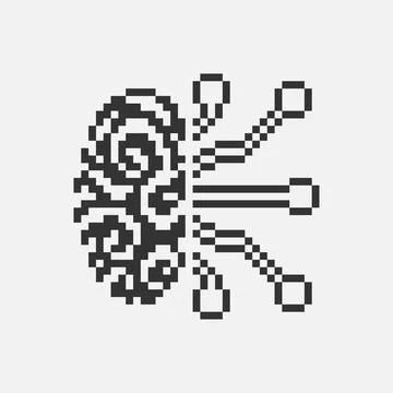 Pixel art artificial intelligence icon Stock Illustration