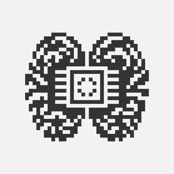Pixel art artificial intelligence icon Illustrazione stock