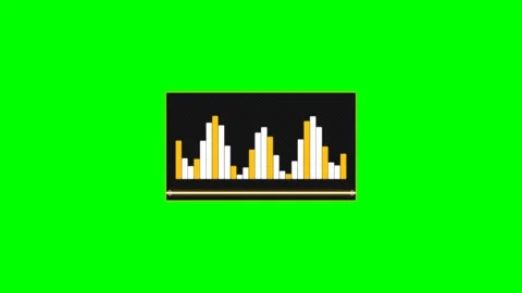 Pixel art audio equalizer graphic displayed on a bright green background Stock Footage 340263288