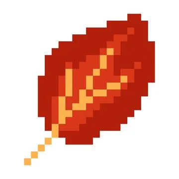 Pixel art autumn tree leaf in deep red and orange tones Stock Illustration