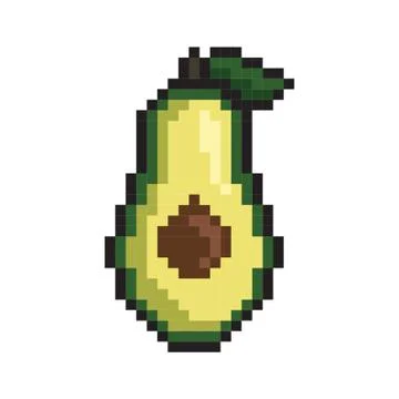 Pixel art avocado Illustrazione stock