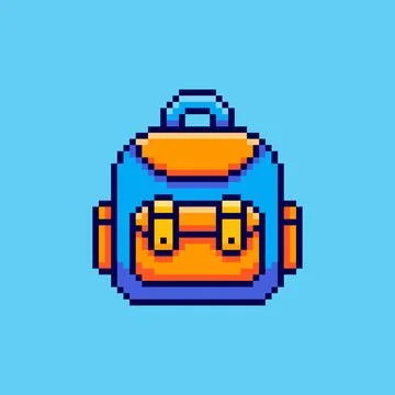 Pixel art Backpack game asset design Stock Illustration