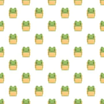 Pixel art backpack seamless pattern for travel design 스톡 일러스트