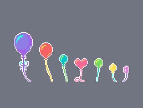 Pixel art balloons set. 스톡 일러스트