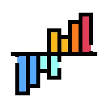Pixel art bar chart showing data analytics Stock Illustration