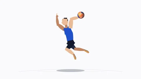 Pixel art basketball player dunking loop animation motion graphic Stock Footage 346542359