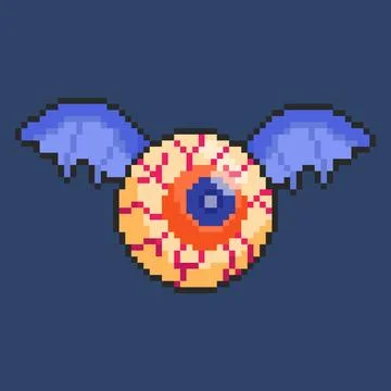 Pixel art Bat Eye Monster Character game asset design Ilustração Stock