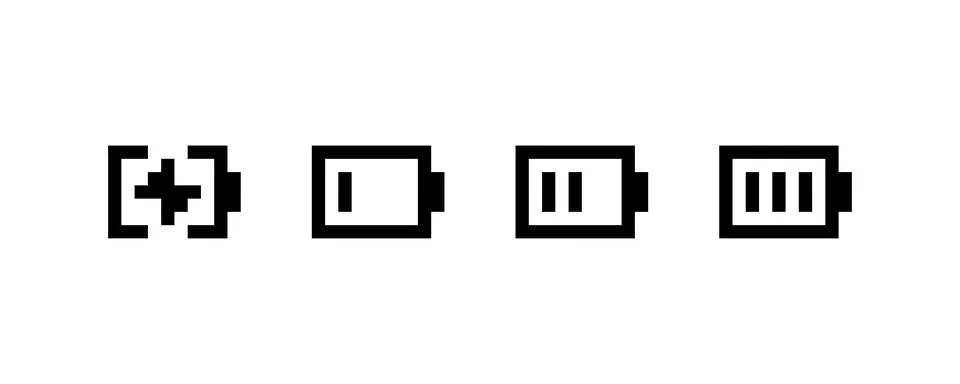 Pixel Art Battery Level. Vector icon. Stock Illustration