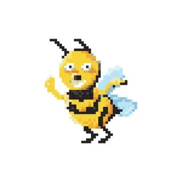 Pixel art bee Stock Illustration