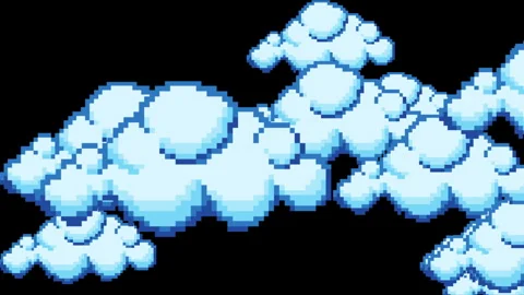Pixel Art Blue Clouds Scrolling Dark Background 動画素材 339560695
