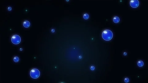 Pixel art blue glowing bubbles floating on dark background, retro animation loop Stock Footage 346739413