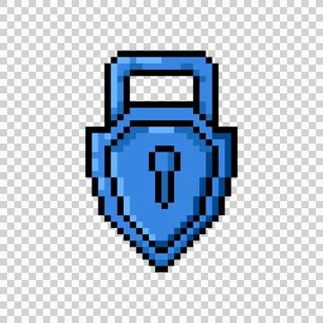 Pixel art blue padlock game asset design イラスト素材