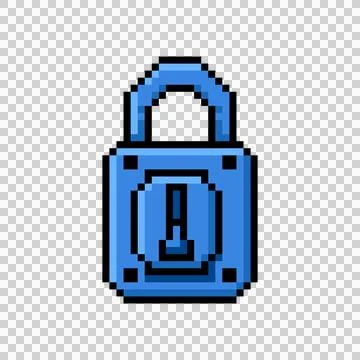 Pixel art blue padlock game asset graphic イラスト素材