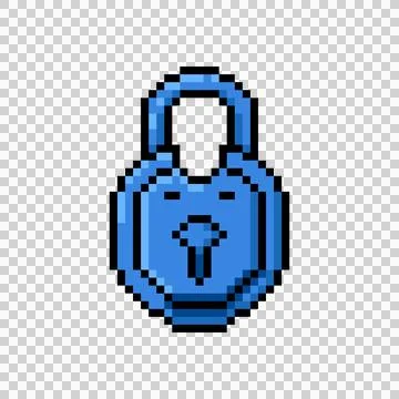 Pixel art blue padlock game asset illustration イラスト素材
