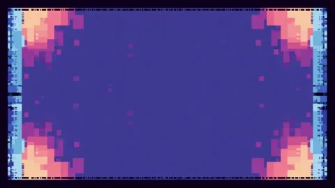 Pixel art border frame with blue center copy space, animated digital abstra.. 库存影片 342045139
