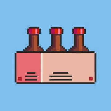 Pixel art Bottle Pack game asset design Stock Illustration