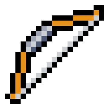 Pixel Art Bow and Arrow Video Game Weapon Icon Stock Illustration