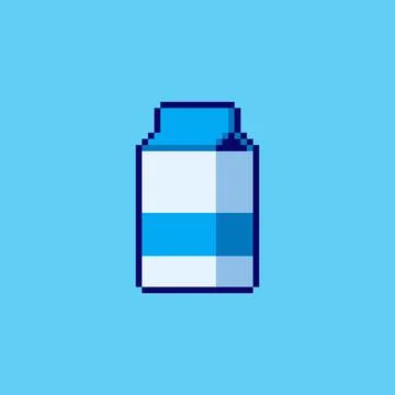 Pixel art box milk game asset design Stock Illustration