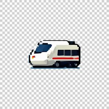 Pixel Art Bullet Train Design Vector Stock Illustration