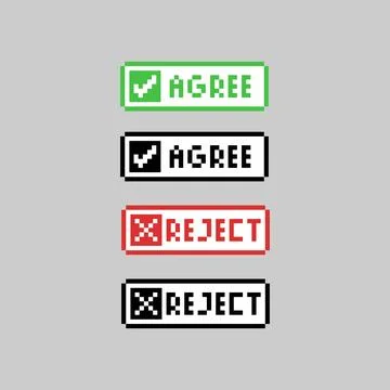 Pixel art button agree and reject design vector Illustrazione stock