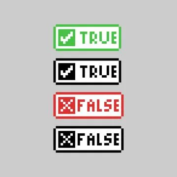 Pixel art button true and false design vector 스톡 일러스트