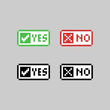 Pixel art button yes and no design vector 스톡 일러스트